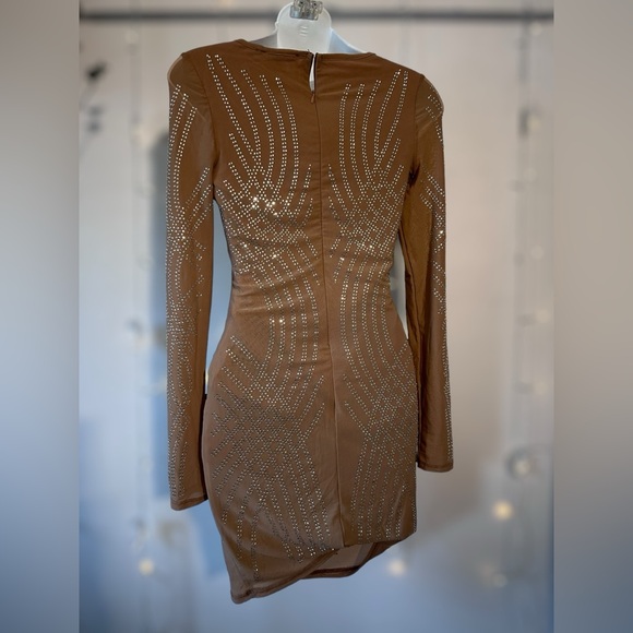 Rhinestone Long Sleeve Body-con mini dress size small - Picture 4 of 7